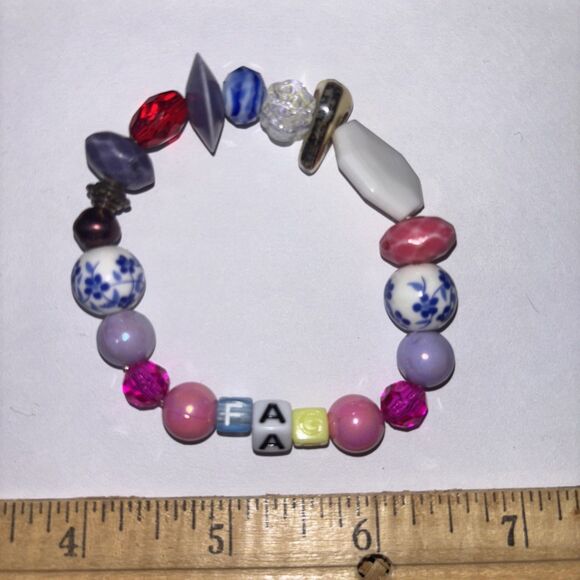 Multicolor “F*g” Bracelet Adult Humor Beaded Handmade Naughty Accessories - Picture 2 of 3